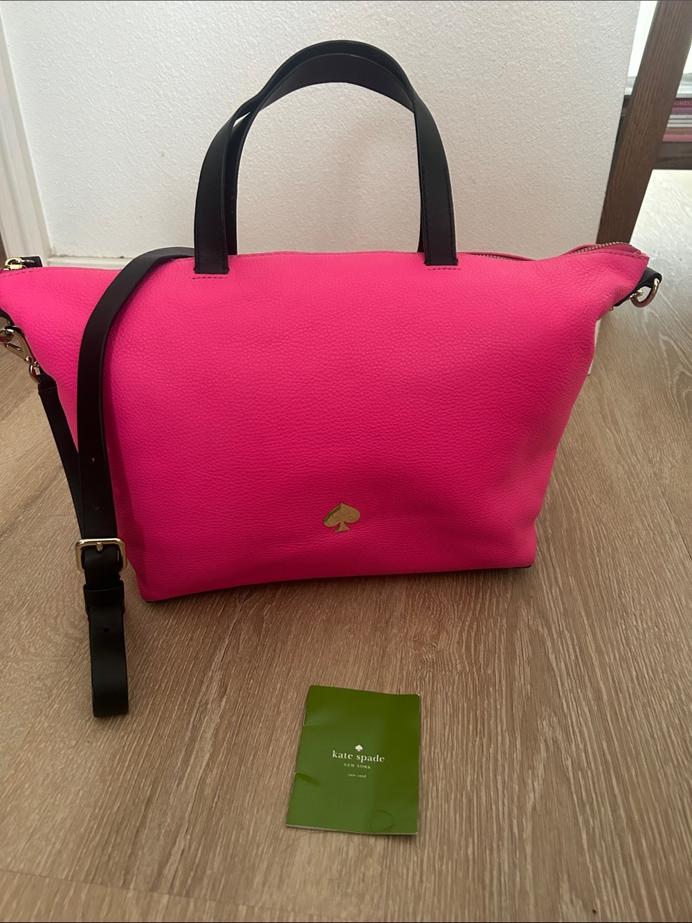 kate spade Two-Tone Hot Pink Tote with Black Handles